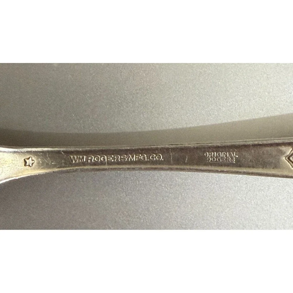 Wm Rogers Mfg Co Original Rogers Serving Spoon Fruit Motif Silverplate VTG 1890s